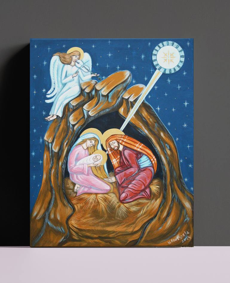 Original Figurative Religion Painting by Nadiia Krushynska
