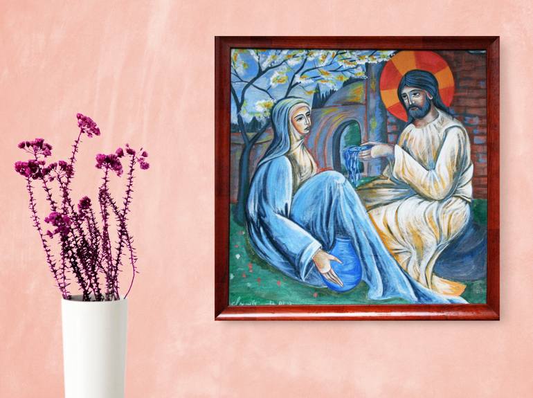 Original Figurative Religion Painting by Nadiia Krushynska