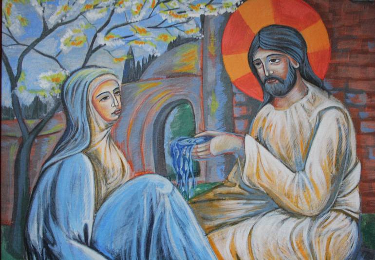 Original Figurative Religion Painting by Nadiia Krushynska