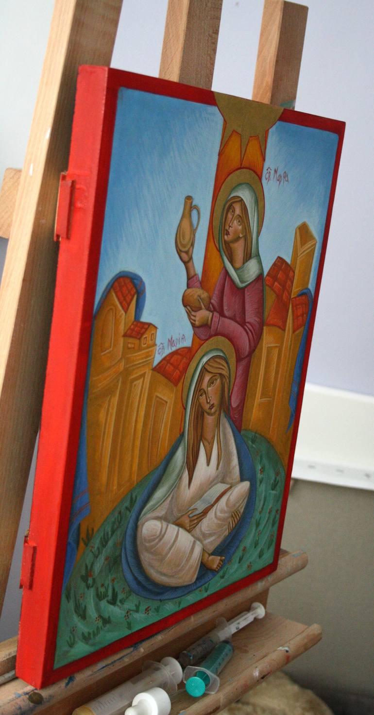 Original Figurative Religion Painting by Nadiia Krushynska
