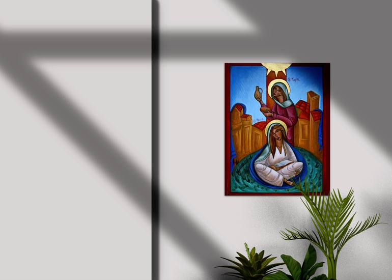 Original Figurative Religion Painting by Nadiia Krushynska