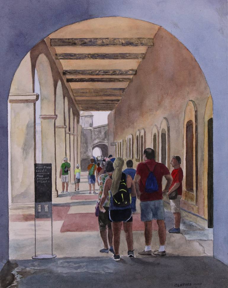 Tourists at Fort San Cristobal - Print