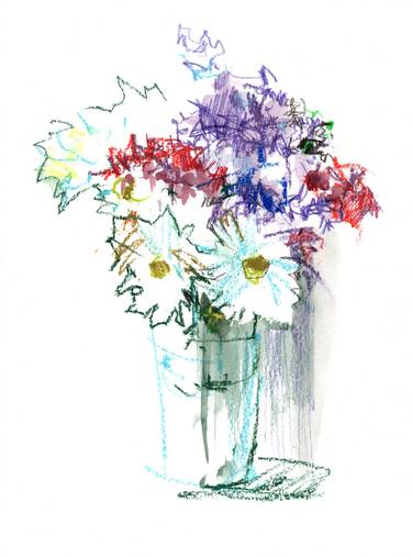 Original Abstract Expressionism Floral Mixed Media by Gulsum Tokbayeva