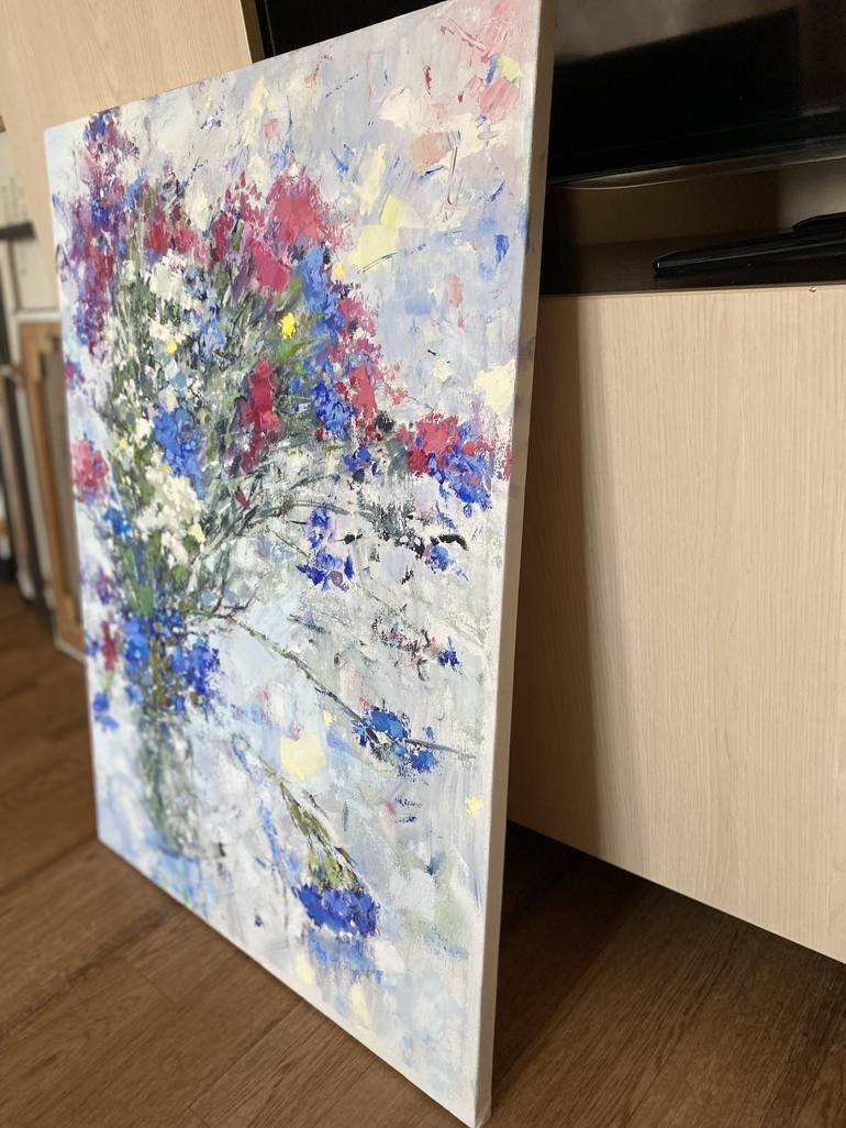 Original Abstract Expressionism Floral Painting by Gulsum Tokbayeva