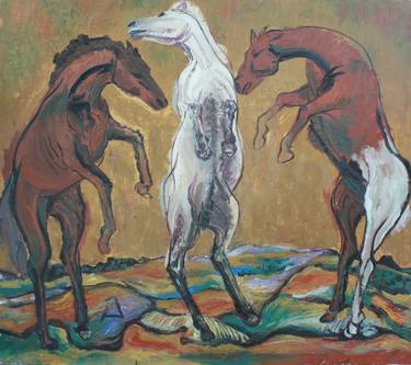 Original Abstract Horse Painting by Zhang Bo