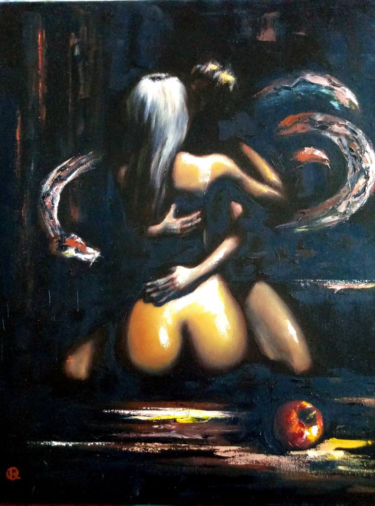 Biblical story about Adam and Eve Painting by Oleg Ryzhkov | Saatchi Art