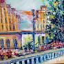 View from the balcony to the old town. City landscape. Painting "Festive city" is a great gift for friends and family members. This painting will give you a mood and joy. This work of art will decorate your home, apartment, office. The size of this painting is 19.68x27.55 inches (50x70 cm). The painting was made by me famous Ukrainian artist Ryzhkov Oleg in October 2018. Payment PayPal.