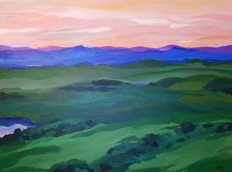 Hills At Dusk Painting By Randy Padorr Black Saatchi Art