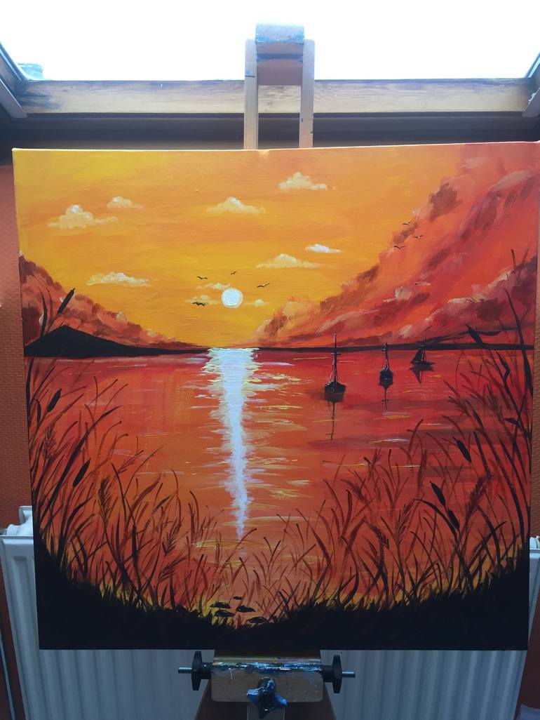 orange sunset Painting
