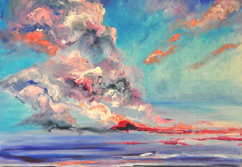 Original Abstract Expressionism Landscape Painting by Elena Den