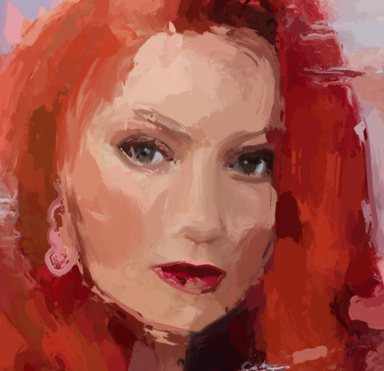 Original Portraiture Women Printmaking by Marina Fedorova