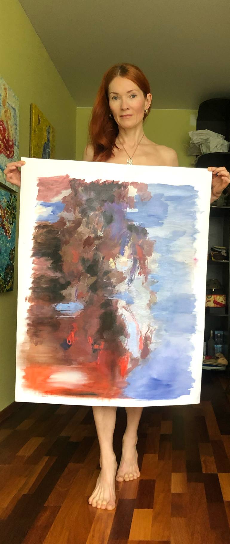 Original Abstract Nude Mixed Media by Marina Fedorova