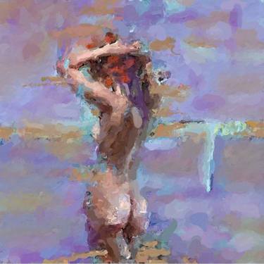 Purple Sunset - Original painting, Women figure, yang body thumb