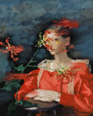 Original Abstract Portrait Mixed Media by Marina Fedorova