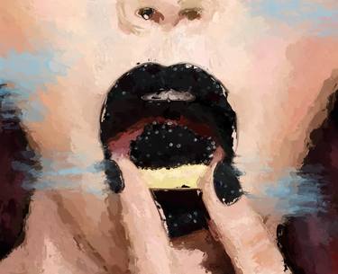 Pleasure - original painting, Lips, Caviar, Décorative painting thumb