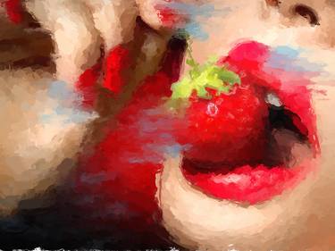 Strawberry - taste of passion, erotic, art for gift, original thumb