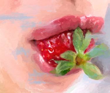Taste of Summer - original art, strawberry , sweet strawberry thumb