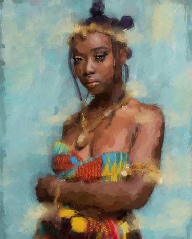 Africain Prinsec- original painting, black beautiful Women thumb