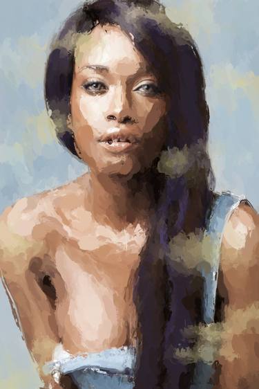 Black Queen - beautiful women. Erotic painting, women portrait thumb