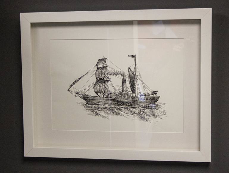 Original Documentary Boat Drawing by Bernard De Jager