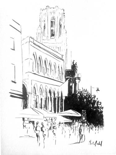 Original Figurative Cities Drawings by Martin Packford