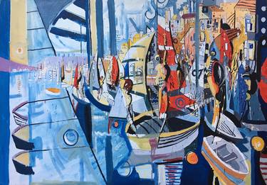 Original Cubism Boat Paintings by Martin Packford