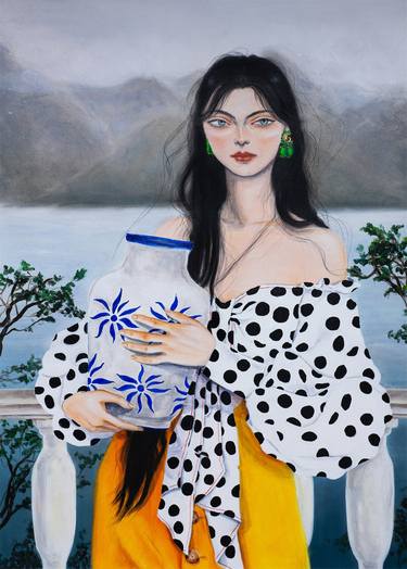 Saatchi Art Artist Martyna Jan; Painting, “Woman With a Vase” #art