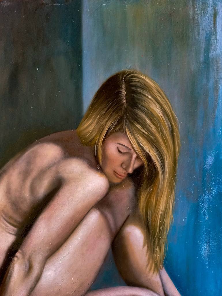 Original Photorealism Nude Painting by Angelo Lotti