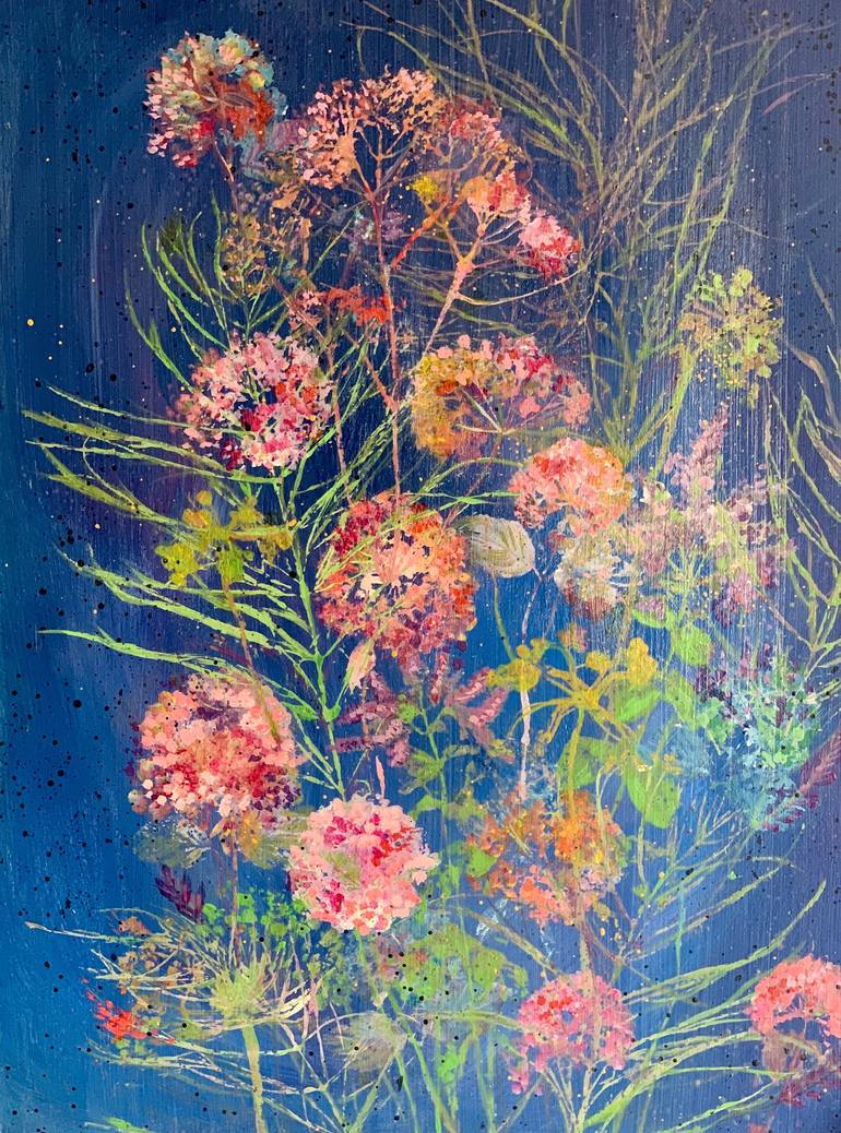 Original Minimalism Floral Painting by Diana Mazjane