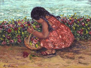 Girl with Basket of Flowers at Cannes thumb