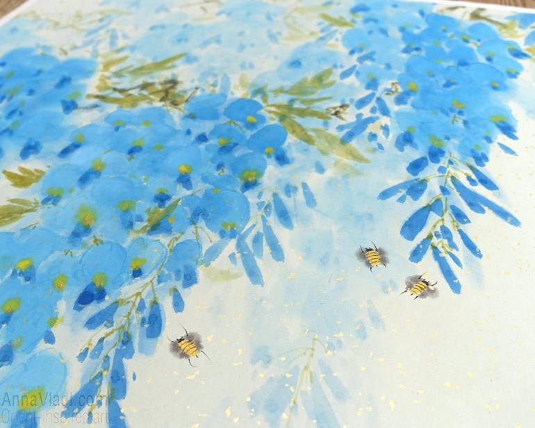 Original Minimalism Floral Painting by Anna Vladi Pantsireva