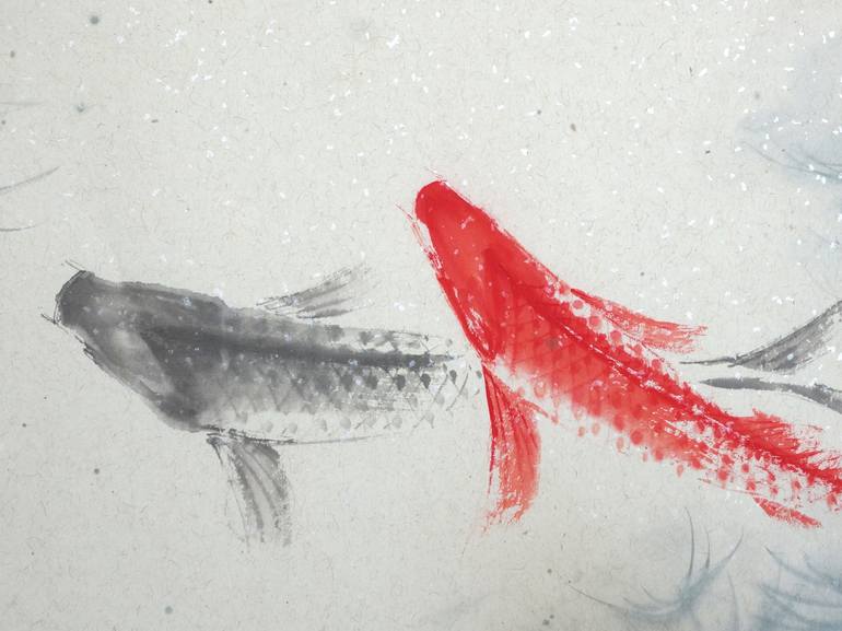 Original Minimalism Fish Painting by Anna Vladi Pantsireva