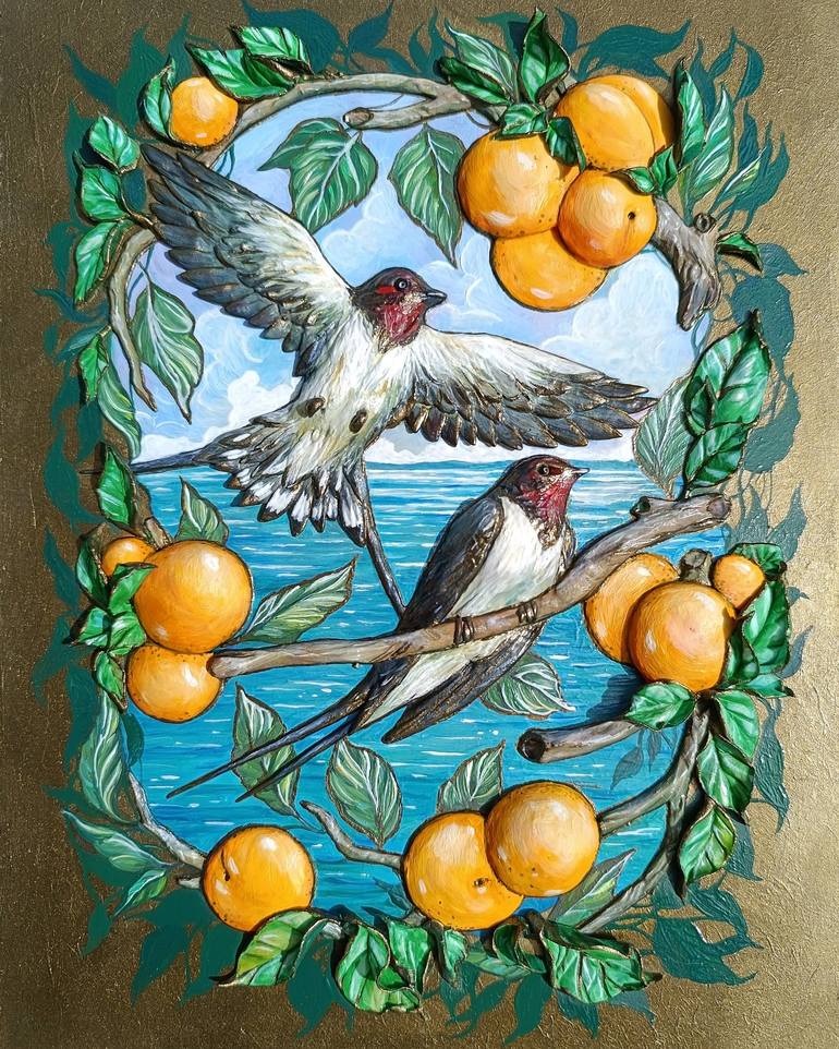 Swallows on the apricot tree - Print