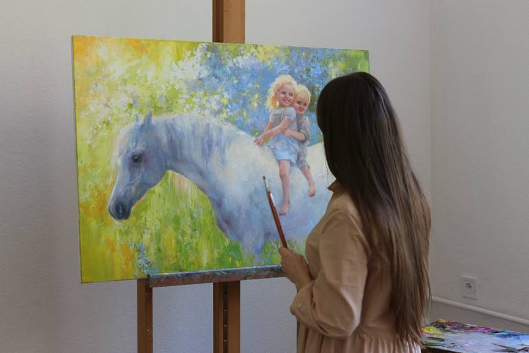 Original Fine Art Horse Painting by Tatiana Derdey