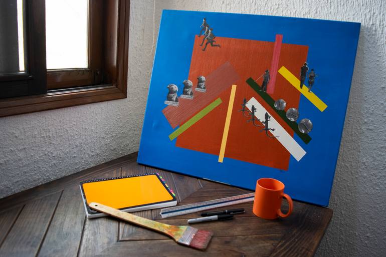 Original Abstract Geometric Painting by Cheto Menendez