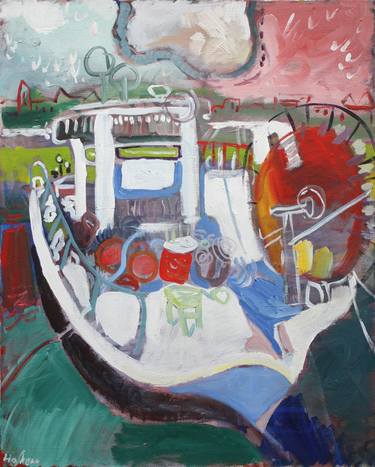 Original Expressionism Boat Paintings by Robert Hofherr