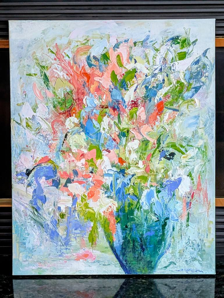 Original Abstract Expressionism Floral Painting by Nicole Caron