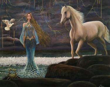Original Art Deco Classical Mythology Painting by Mileny Gonzalez 