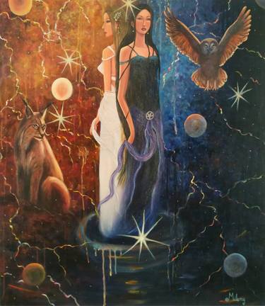 Original Art Deco Classical Mythology Painting by Mileny Gonzalez 
