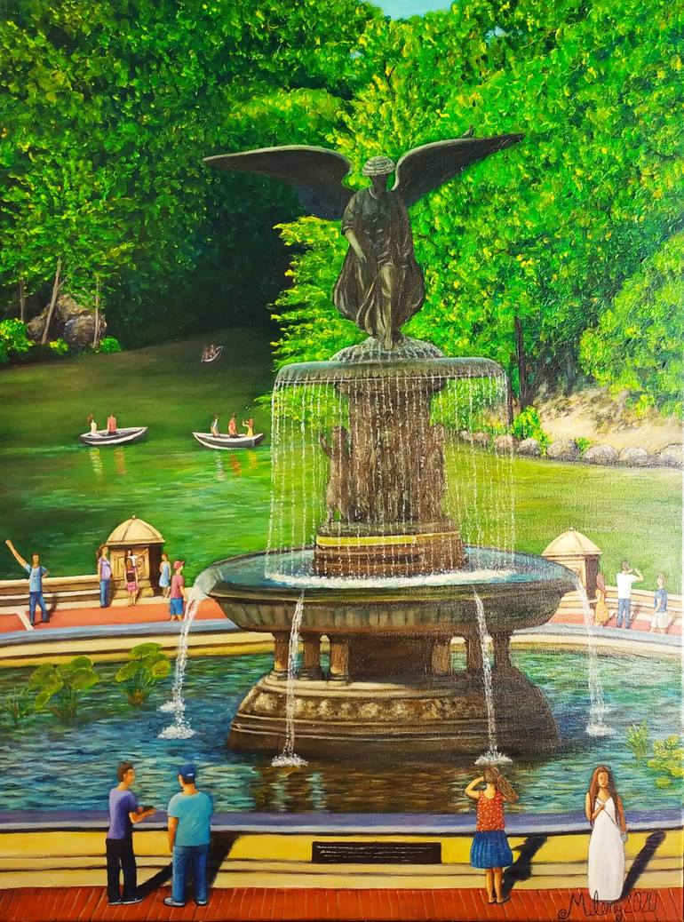 BETHESDA FOUNTAIN CENTRAL PARK Painting by Mileny Gonzalez
