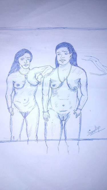 Original Impressionism Nude Drawings by Sandip Waghmare