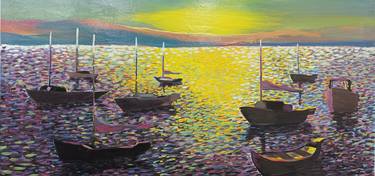 Original Impressionism Boat Paintings by Mansur Boybekov