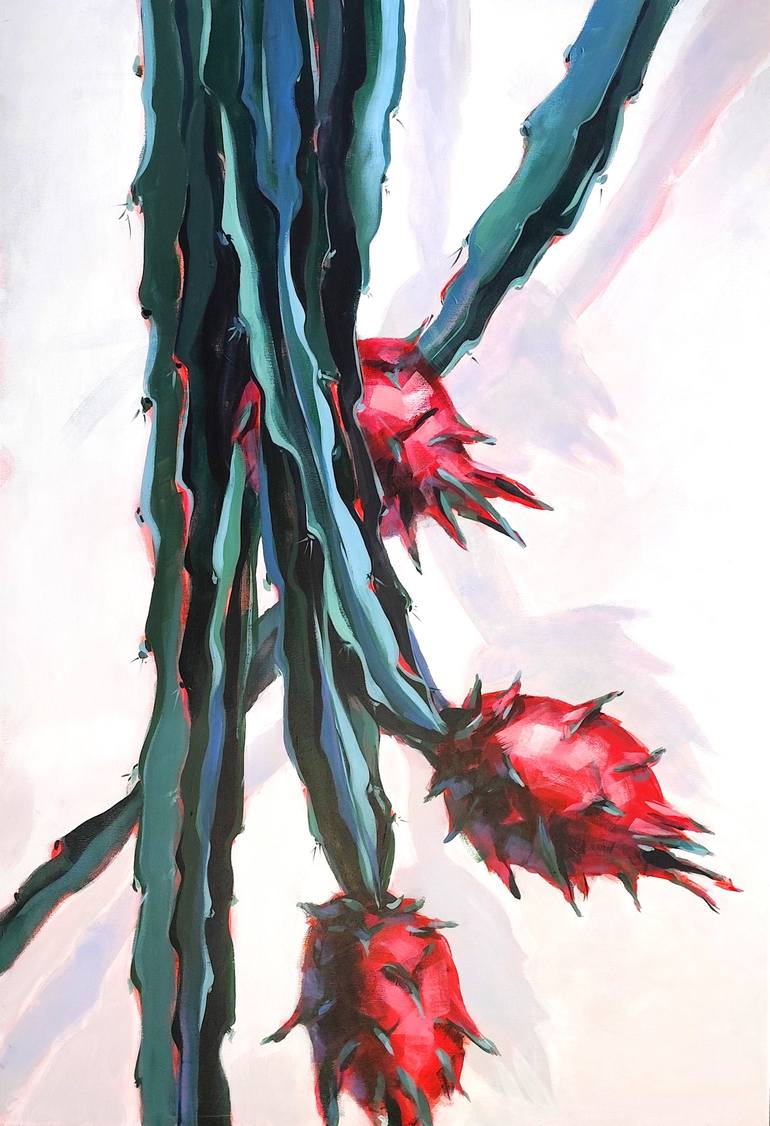 Original Floral Painting by Volha Belevets | Expressionism Art on Canvas | Dragon fruit