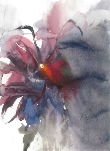 Abstract flower - watercolor painting for your interior thumb