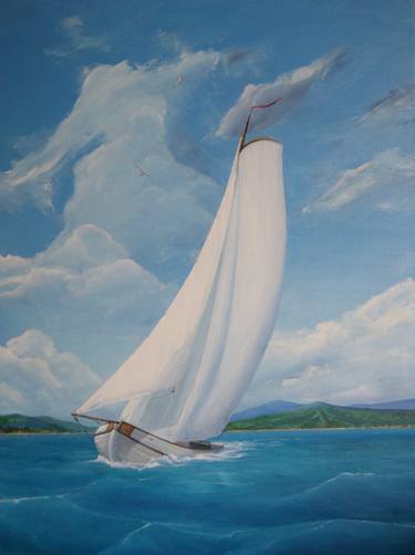 Print of Realism Yacht Paintings by Roman Pan