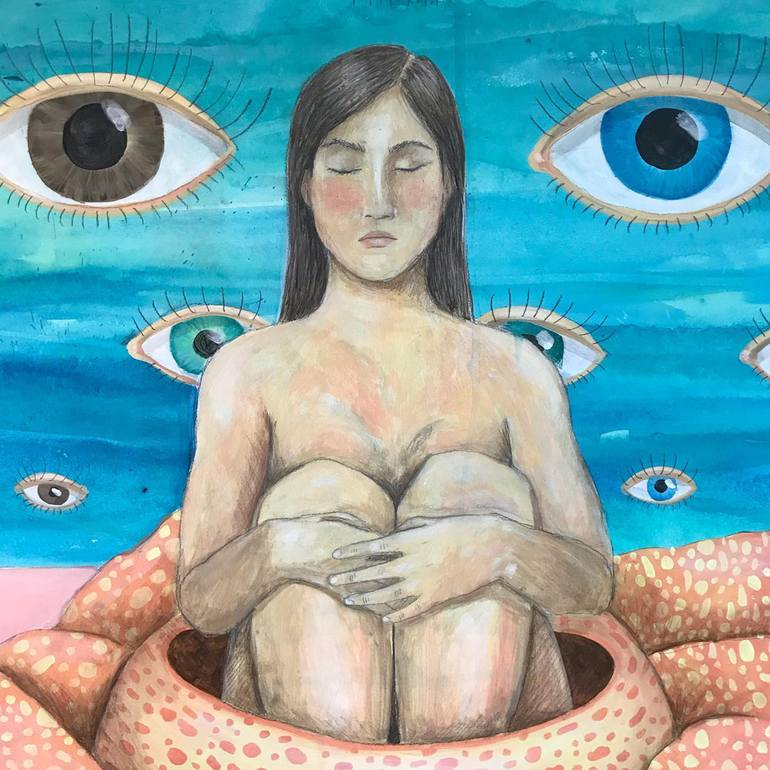 Original Surrealism Women Painting by Yanin Ruibal