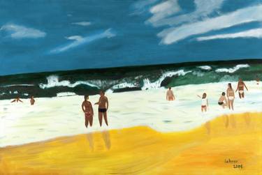 Original Figurative Beach Paintings by Avi Lehrer