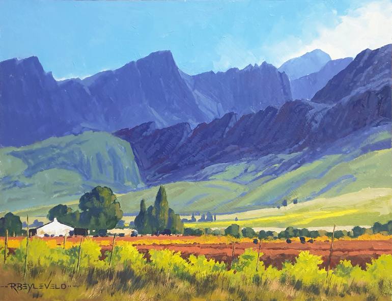 Tranquil Farm Scene in The Hex River Mountains Painting by