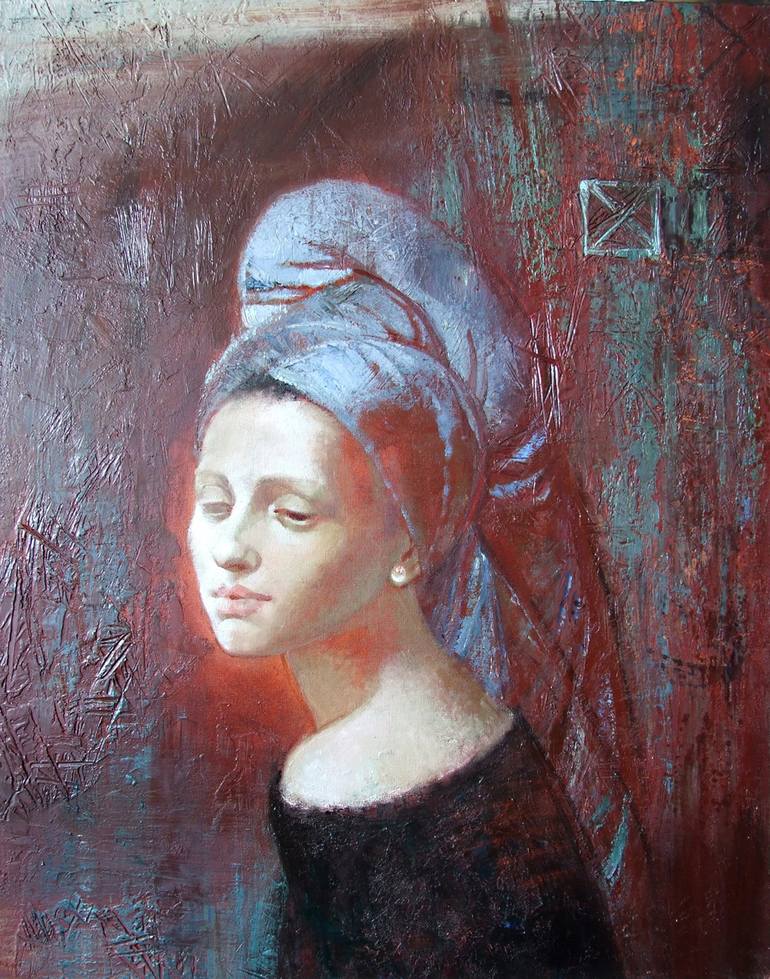 Girl in turban Painting by Oleg Omelchenko | Saatchi Art