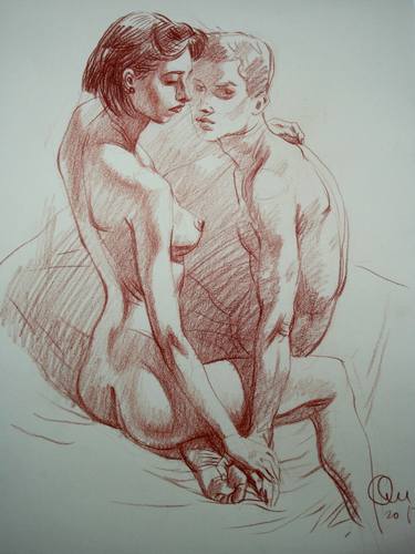Print of Portraiture Erotic Drawings by Oleg Omelchenko